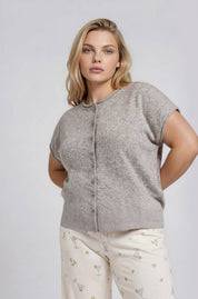 PLUS RAW EDGE SHORT SLEEVE LIGHTWEIGHT CARDIGAN