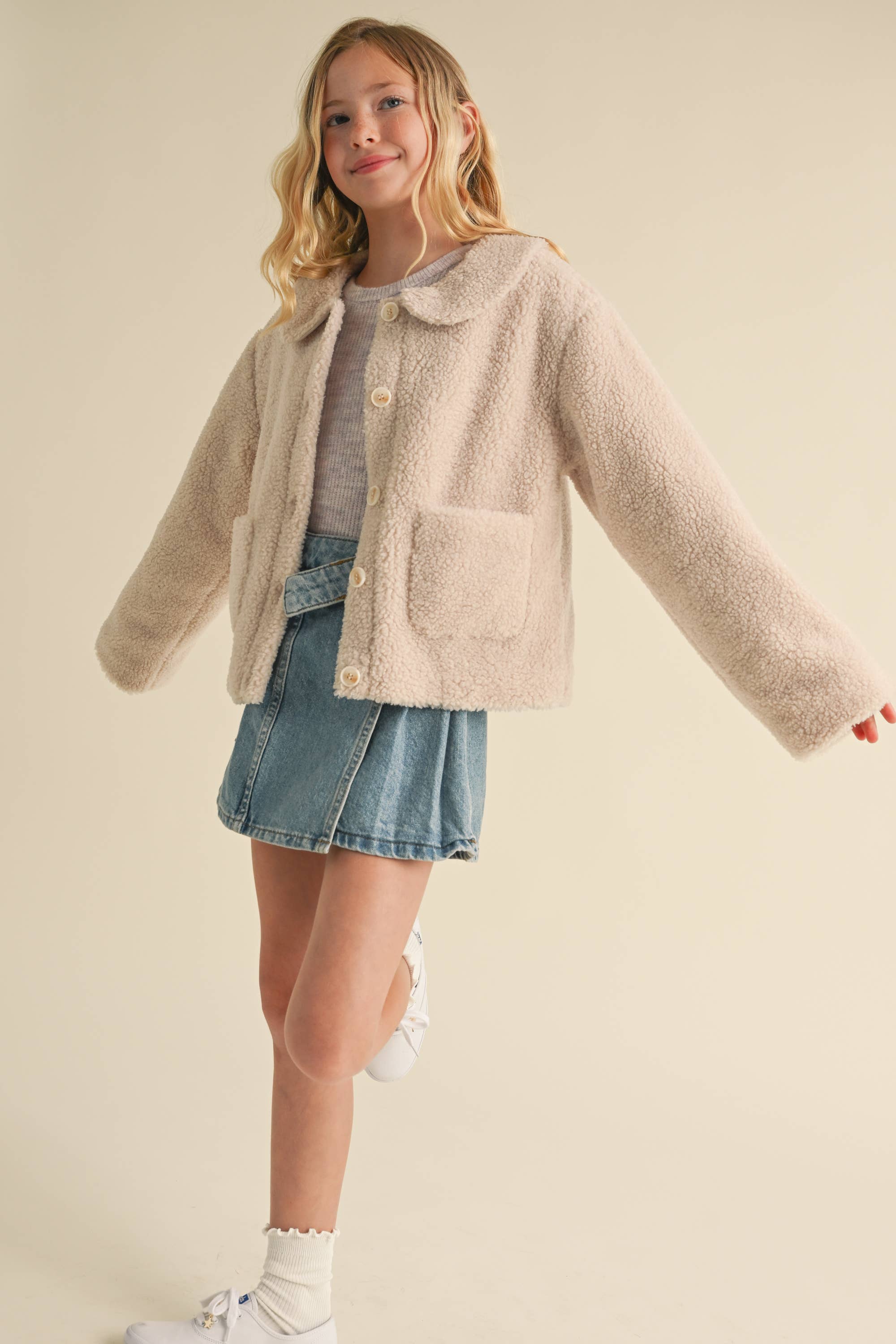 TWEEN KIDS GIRLS PETER PAN COLLAR JACKET