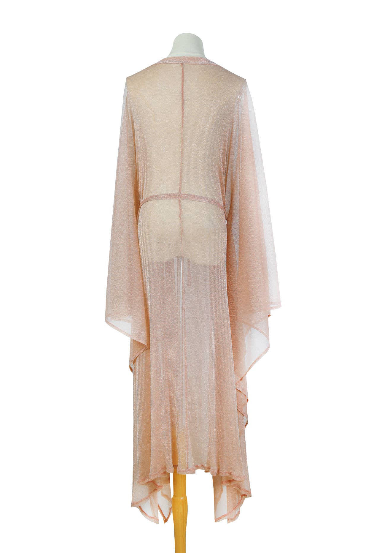 Rose Gold Sparkle Sheer Kimono Beach Bikini CovervUp Robe