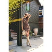 COUNTRYSIDE EMBROIDERED PLAID FITTED MINI DRESS