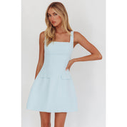 FIT FLARE MINI DRESS BLUE