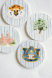 Ceramic Auburn Striped Coasters