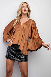 Bell Sleeve Satin Top