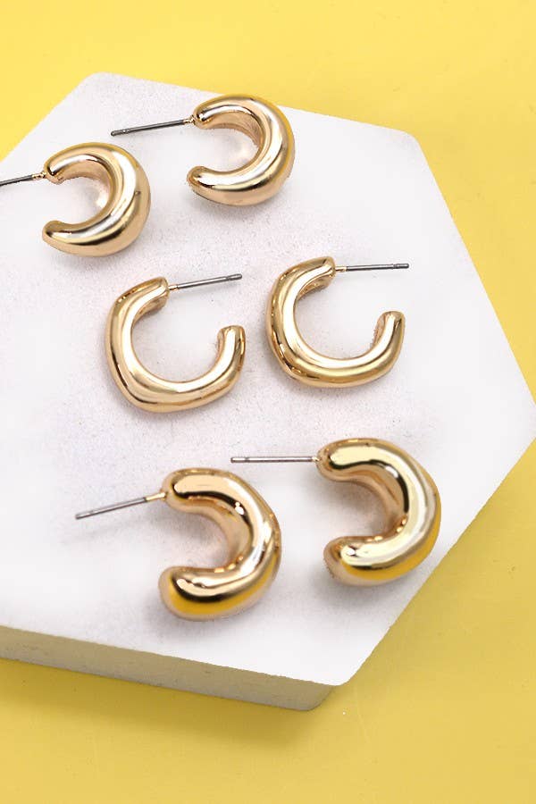 HUGGIE HOOP TRIO EARRINGS
