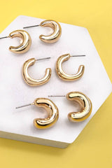 HUGGIE HOOP TRIO EARRINGS