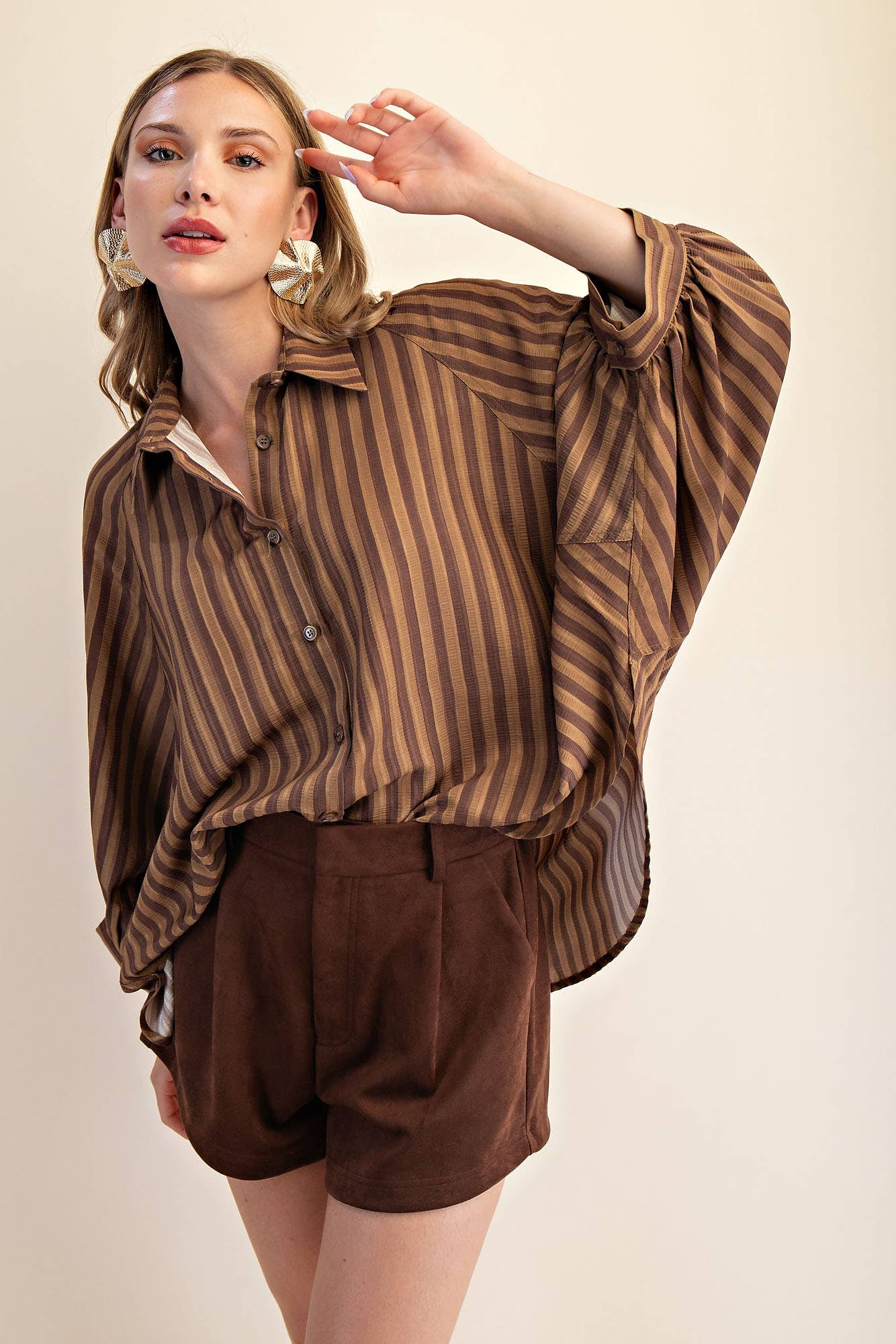 Button Front Shirt - Mocha