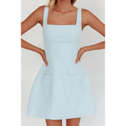 FIT FLARE MINI DRESS BLUE