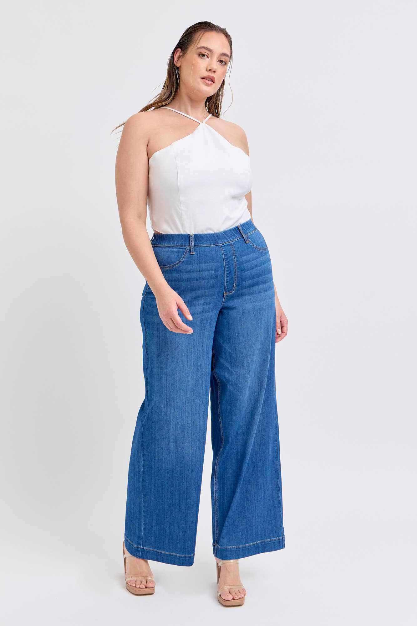 Plus Comfort Medium High Rise Pull-On Wide Leg