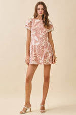 Fern Print Detail Puff Sleeves Dress