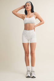 Camo Print Double Layered Sports Bra: Grey Camo