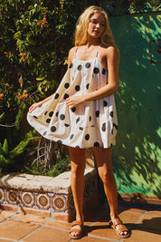 Tie Strap Voluminous Trapeze Stretch Mini Dress