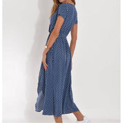 V Neck Split Hem Floral Print Midi Dress