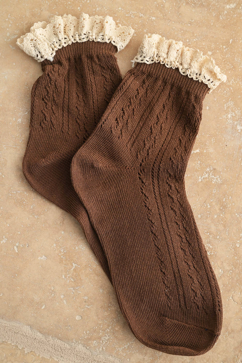 NET POINTELLE WITH CROCHET TRIM SOCKS
