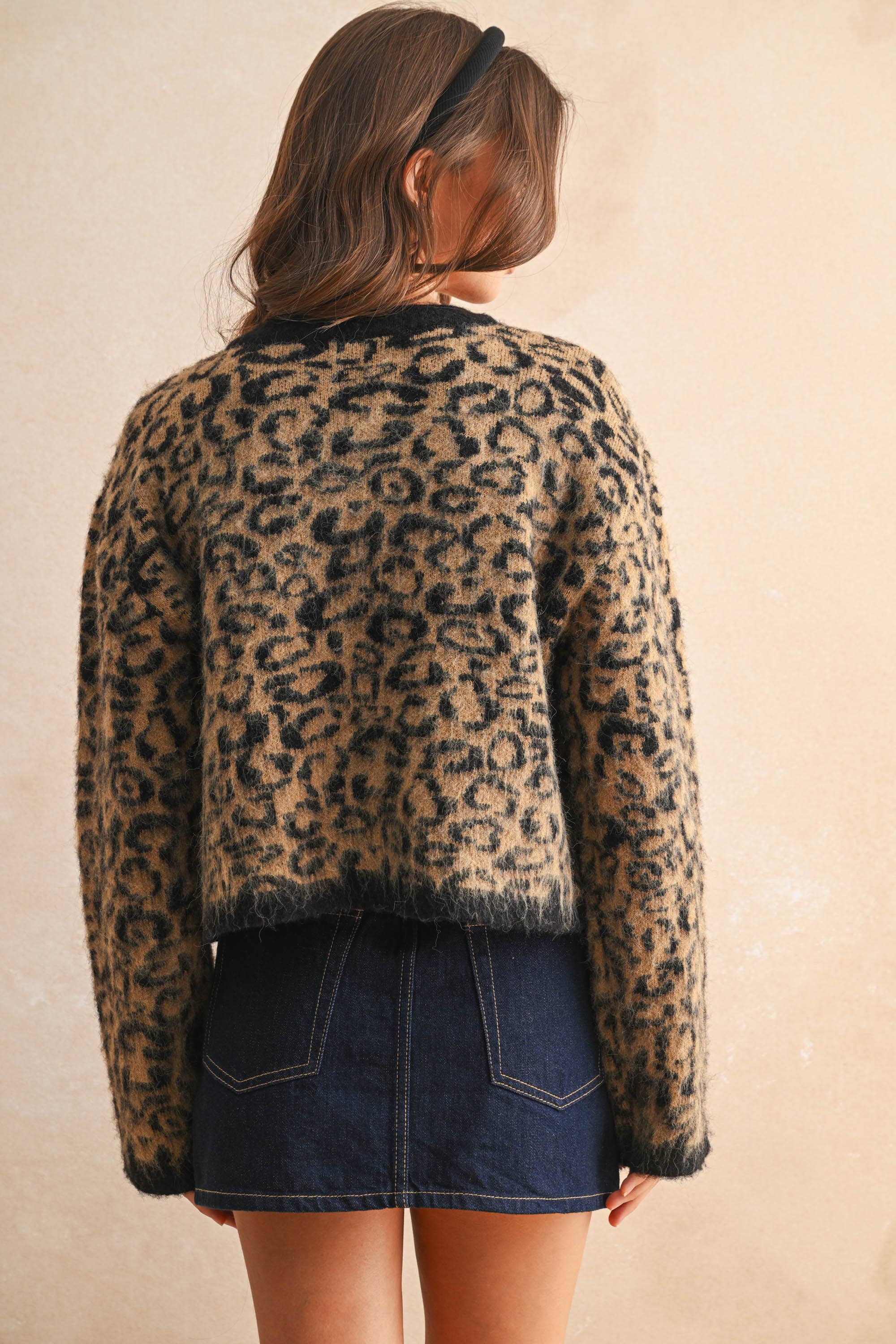 LEOPARD PRINT SWEATER CARDIGAN: LEOPARD