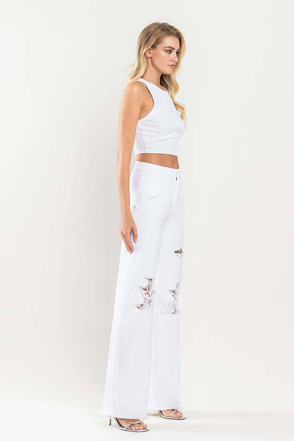 90'S VINTAGE SUPER HIGH RISE LOOSE JEANS | White