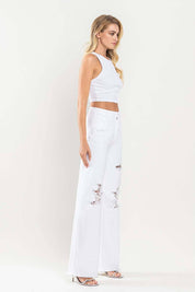 90'S VINTAGE SUPER HIGH RISE LOOSE JEANS | White