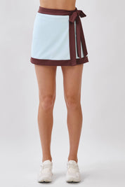 Contrast Trim Tie Waist Mini Skort