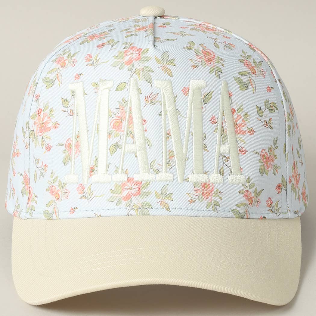 MAMA Embroidered Flower PatternTrucker Hat