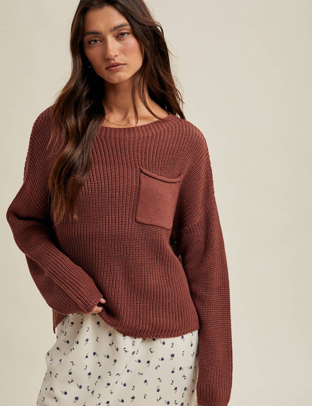 DROP SHOULDER SWEATER TOP