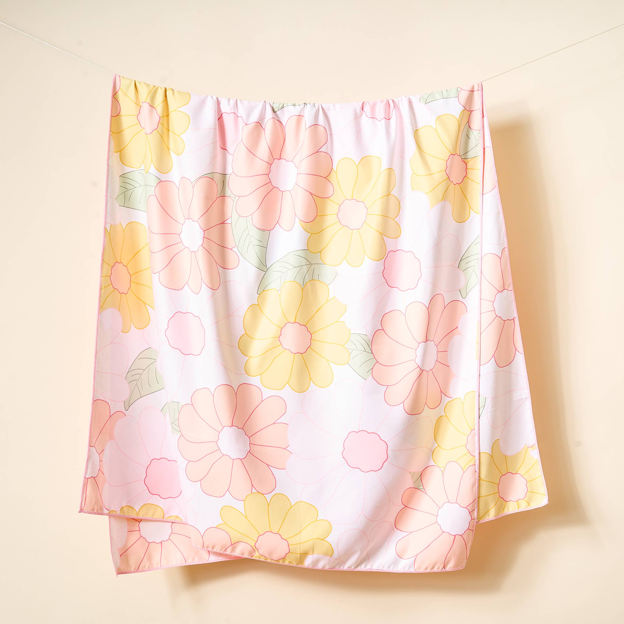 XL Quick-Dry Beach Towel-Daisy Peach