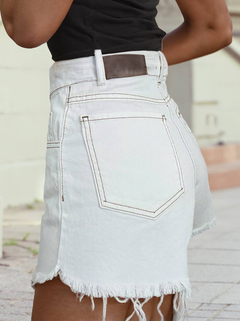 Raw Hem High Waist Denim Shorts