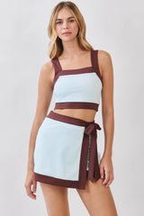 Contrast Trim Square Neck Active Crop Top