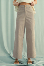 STRIPED WIDE-LEG PANTS  ESPRESSO/CREAM