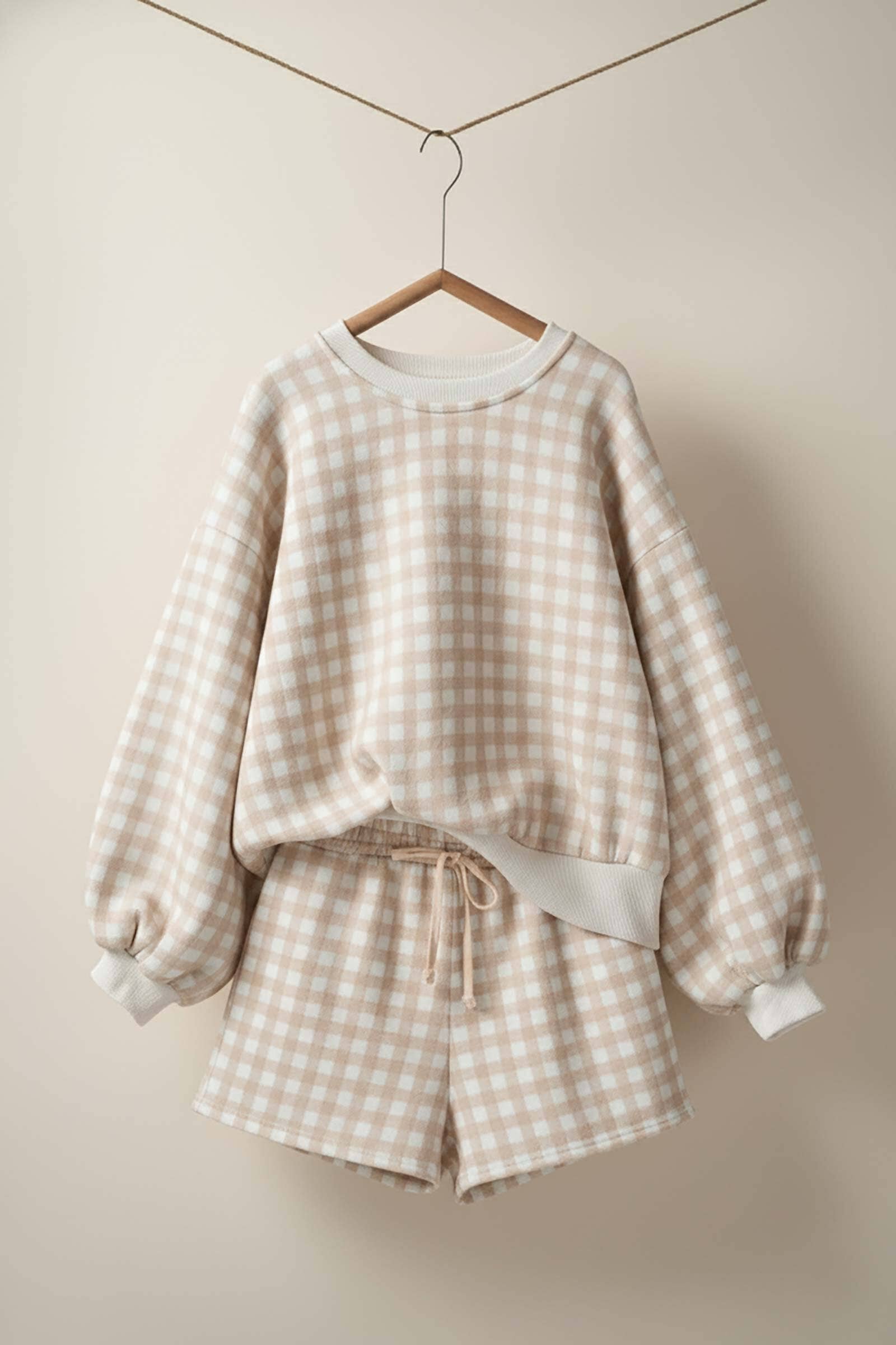 Gingham  Knit Lounge Set
