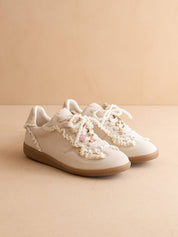 The April | Cream Lace-Trimmed Retro Sneaker