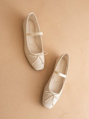 The Logan | Beige Woven Ballet Flat