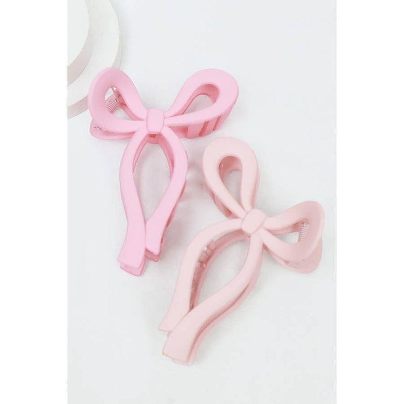 Matte Pastel Tone Bow Shape Hair Claw: