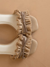 Romantic Low Heel Sandal: KHAKI