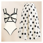 Color Block Two-Piece Swimsuit With Skirt