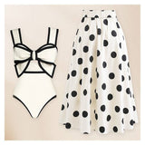 Color Block Two-Piece Swimsuit With Skirt