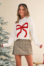 Bow Pattern Christmas Loose Fit Graphic Sweater