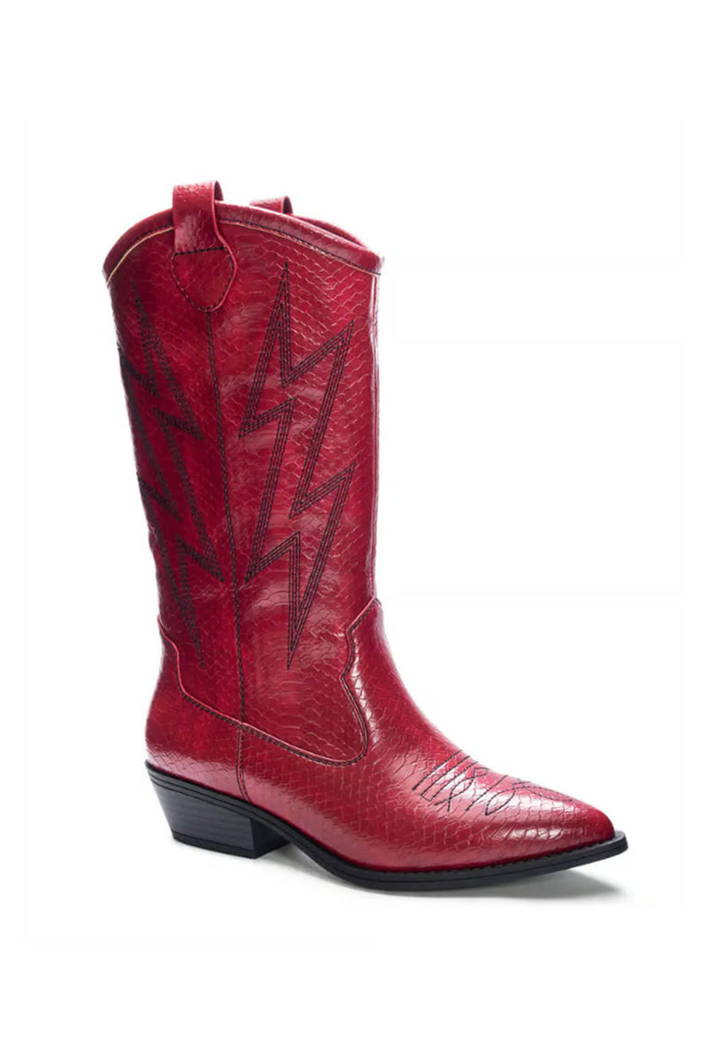 Josea Snake Cowgirl Boots-Red