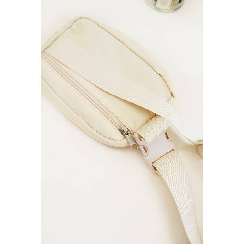 Solid Color Crossbody Fanny Pack Belt Bag: BEIGE / ONE