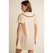 POLKA DOT PETER PAN RUFFLED COLLAR PUFF SLEEVES DRESS