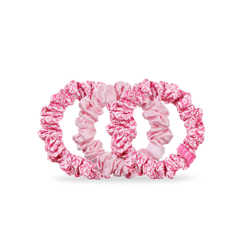 Silk Hair Scrunchies | Small | Pink Ribbon Power