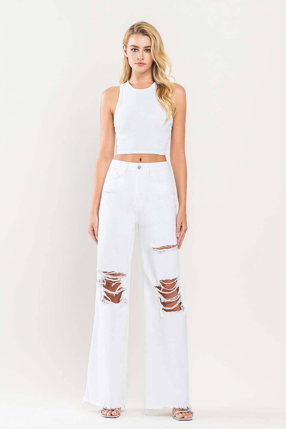90'S VINTAGE SUPER HIGH RISE LOOSE JEANS | White