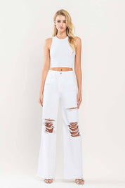 90'S VINTAGE SUPER HIGH RISE LOOSE JEANS | White