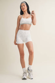 Camo Print Double Layered Sports Bra: Grey Camo