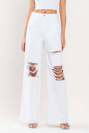 90'S VINTAGE SUPER HIGH RISE LOOSE JEANS | White