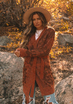 Metallic Floral Long Sleeve Belted Cardigan