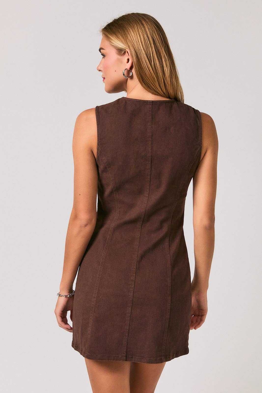 BOW DETAIL SLEEVELESS BUTTON DOWN DRESS