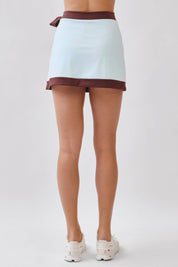 Contrast Trim Tie Waist Mini Skort