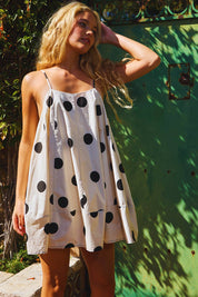 Tie Strap Voluminous Trapeze Stretch Mini Dress