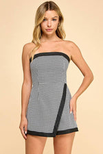 Houndstooth fabric romper: BLACK/WHITE /