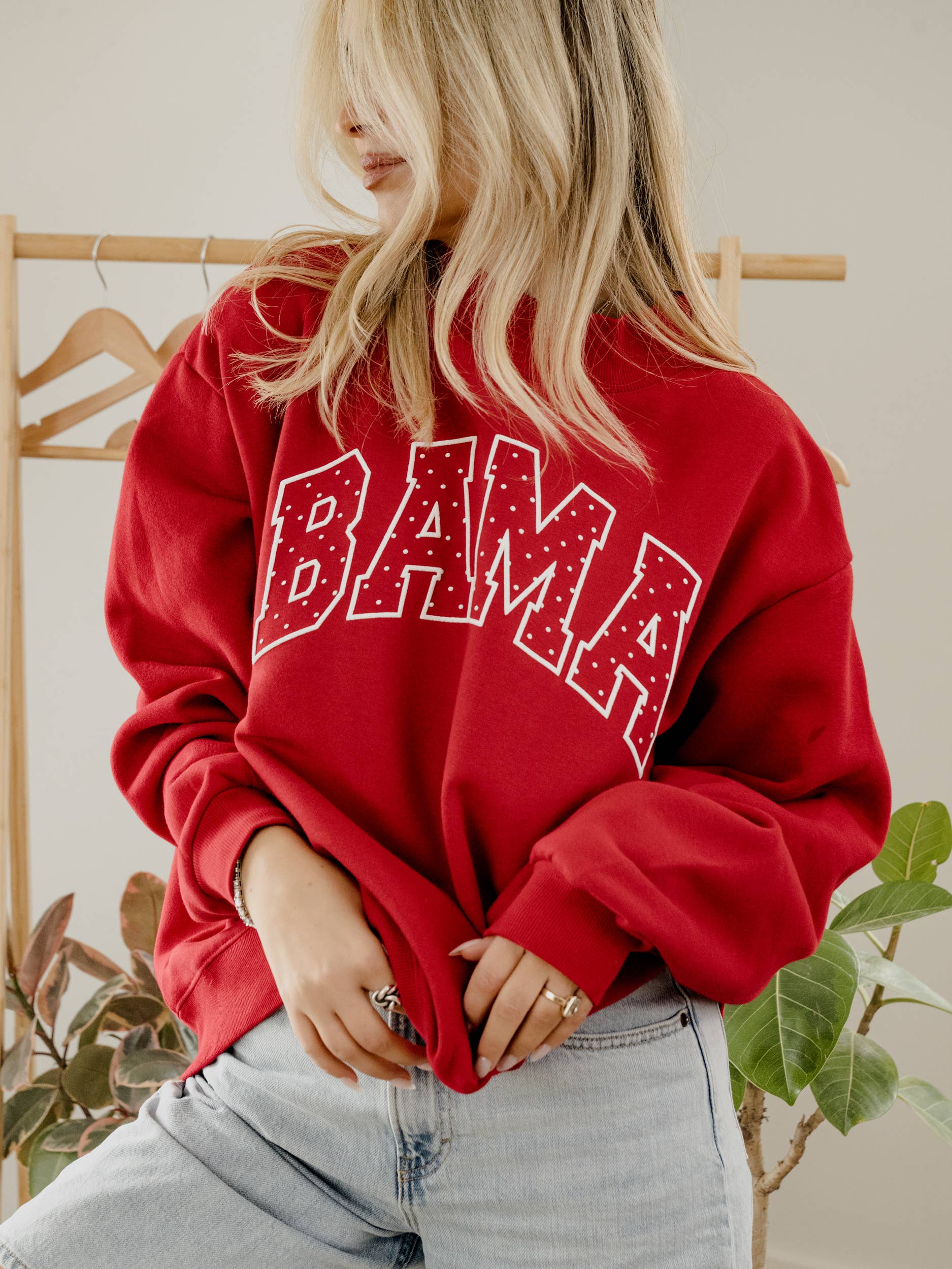 Bama Crimson Tide Polka Dot Puff Wknd Mock Neck Sweatshirt