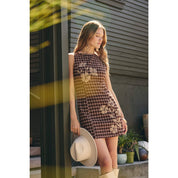 COUNTRYSIDE EMBROIDERED PLAID FITTED MINI DRESS